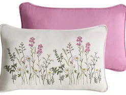 Clearance Beliani Set di 2 cuscini MADHUCA Cotone 30 x 50 cm Bianco Trama floreale Bianco Rosa