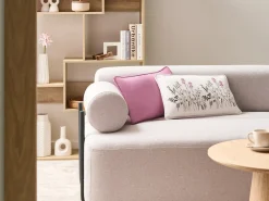 Clearance Beliani Set di 2 cuscini MADHUCA Cotone 30 x 50 cm Bianco Trama floreale Bianco Rosa