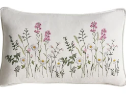 Clearance Beliani Set di 2 cuscini MADHUCA Cotone 30 x 50 cm Bianco Trama floreale Bianco Rosa