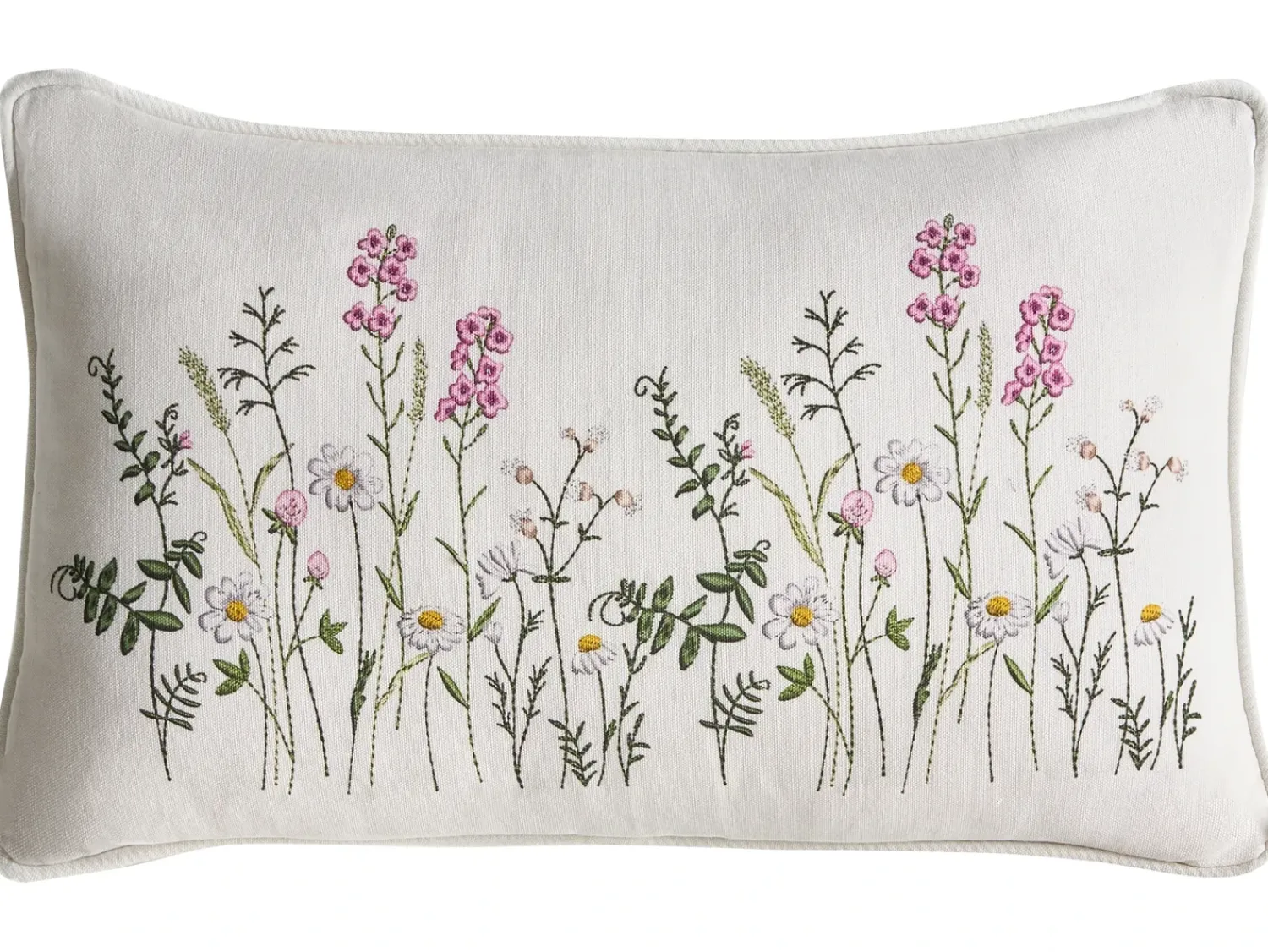 Clearance Beliani Set di 2 cuscini MADHUCA Cotone 30 x 50 cm Bianco Trama floreale Bianco Rosa