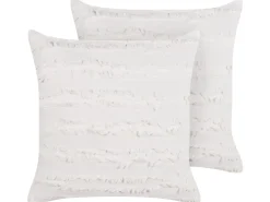 Online Beliani Set di 2 cuscini MAKNEH Cotone 45 x 45 cm Tinta unita Bianco