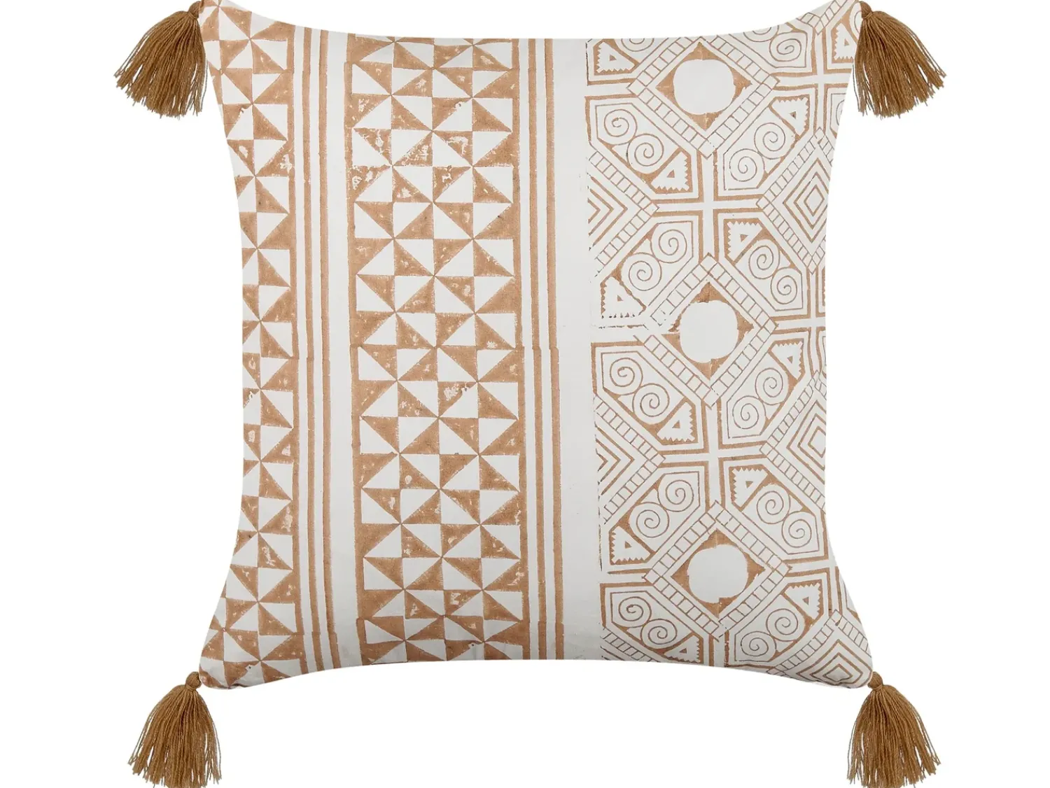 Sale Beliani Set di 2 cuscini MALUS Cotone 45 x 45 cm Marrone chiaro Trama orientale Bianco Marrone
