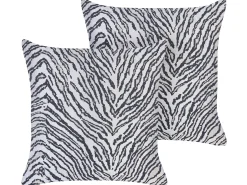 Discount Beliani Set di 2 cuscini MANETTI 45 x 45 cm Nero/Bianco Trama animale Bianco Nero