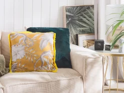 Discount Beliani Set di 2 cuscini MANJU Velluto 45 x 45 cm Giallo Trama animale Bianco Giallo Grigio