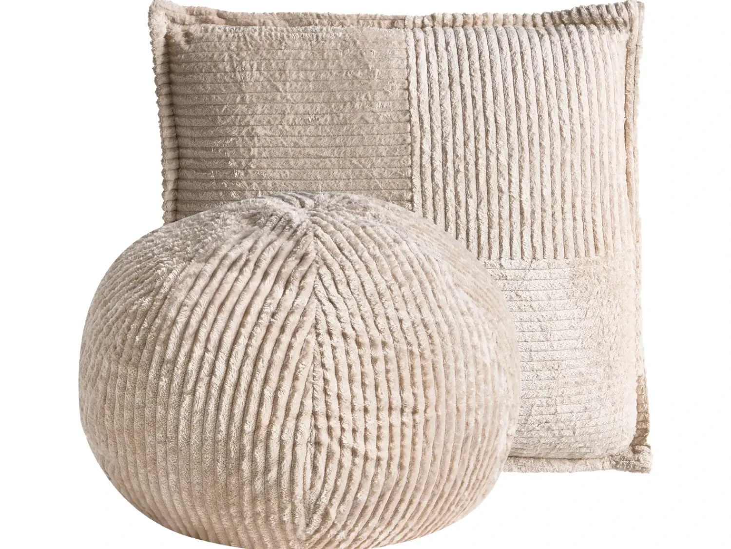 New Beliani Set di 2 cuscini MARANTA Velluto a coste 30 x 30 cm 45 x 45 cm chiaro Tinta unita Beige