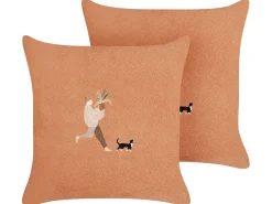 Beliani Set di 2 cuscini MARIGOLD 45 x 45 cm Tinta unita Arancione
