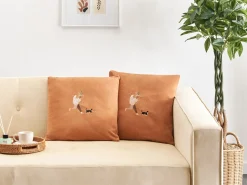 Beliani Set di 2 cuscini MARIGOLD 45 x 45 cm Tinta unita Arancione