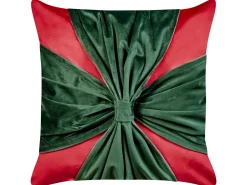 Hot Beliani Set di 2 cuscini MARSHMALLOW Velluto 45 x 45 cm Rosso Modello natalizio Rosso Verde