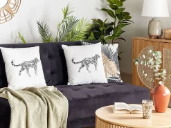 Sale Beliani Set di 2 cuscini MARULA Cotone 45 x 45 cm Bianco Trama animale Bianco Nero