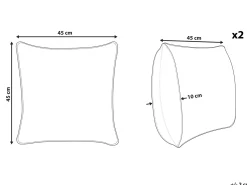 Clearance Beliani Set di 2 cuscini MAYS Cotone 45 x 45 cm Bianco Trama geometrica Bianco Nero