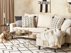Clearance Beliani Set di 2 cuscini MAYS Cotone 45 x 45 cm Bianco Trama geometrica Bianco Nero