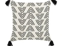Clearance Beliani Set di 2 cuscini MAYS Cotone 45 x 45 cm Bianco Trama geometrica Bianco Nero