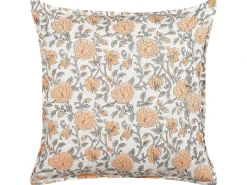 Hot Beliani Set di 2 cuscini MEADIA Cotone 45 x 45 cm Rosso Trama floreale Bianco Arancione Grigio Multicolore
