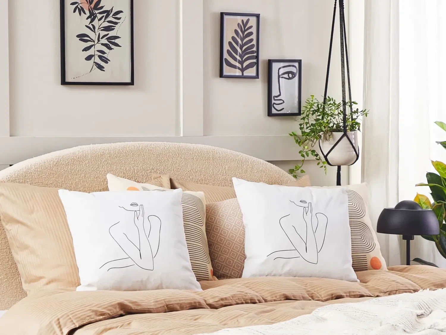 Sale Beliani Set di 2 cuscini MEADOWFOAM Cotone 45 x 45 cm Bianco Trama astratta Bianco Nero