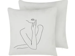 Sale Beliani Set di 2 cuscini MEADOWFOAM Cotone 45 x 45 cm Bianco Trama astratta Bianco Nero