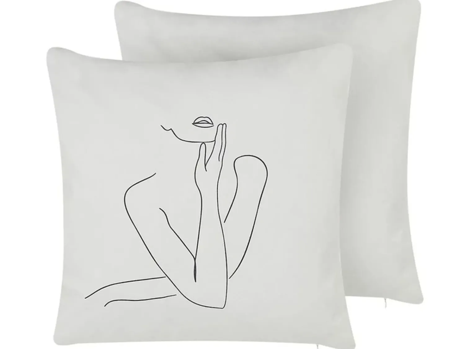 Sale Beliani Set di 2 cuscini MEADOWFOAM Cotone 45 x 45 cm Bianco Trama astratta Bianco Nero