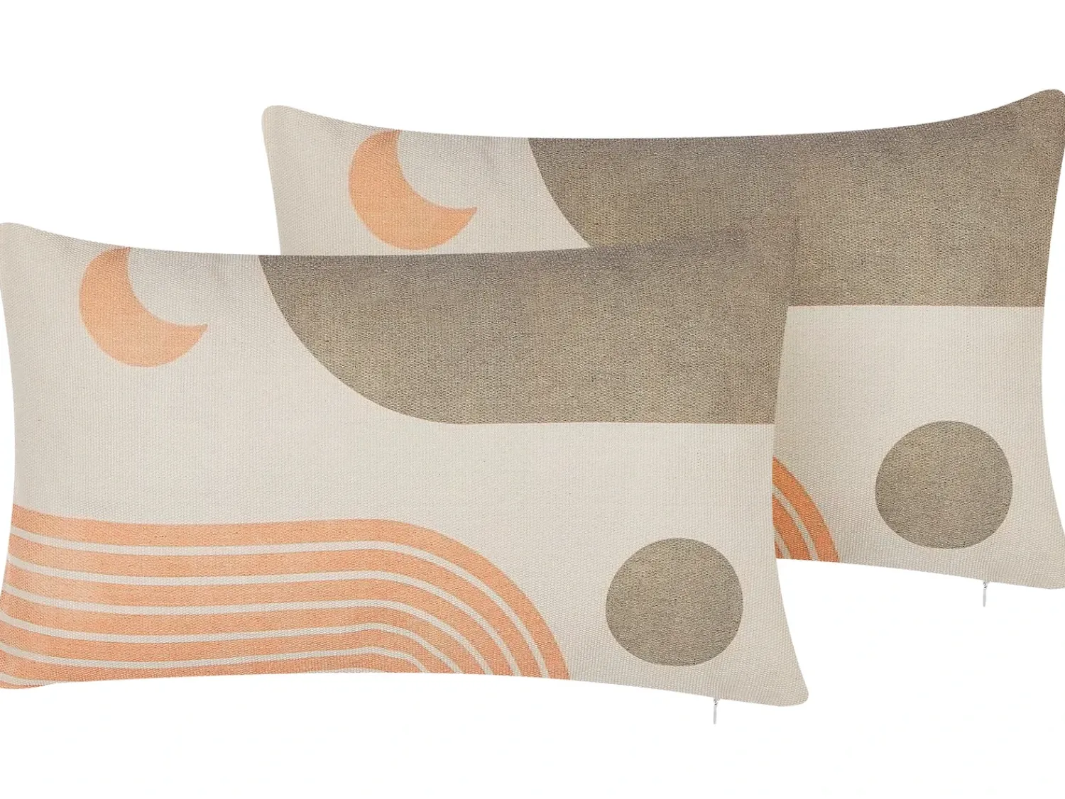 New Beliani Set di 2 cuscini MELAMPODIUM 30 x 50 cm Multicolore Trama astratta Beige Multicolore
