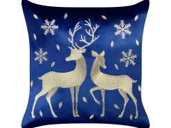 Sale Beliani Set di 2 cuscini MERINGUE Velluto 45 x 45 cm Blu scuro Modello natalizio Blu Oro