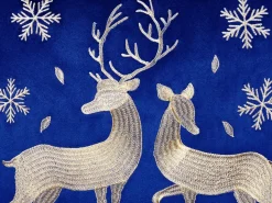 Sale Beliani Set di 2 cuscini MERINGUE Velluto 45 x 45 cm Blu scuro Modello natalizio Blu Oro