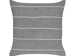Beliani Set di 2 cuscini MILAS Lino 50 x 50 cm Grigio A strisce Bianco Grigio