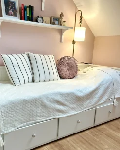 Discount Beliani Set di 2 cuscini MILAS Lino 50 x 50 cm Nero/Bianco A strisce Bianco Nero