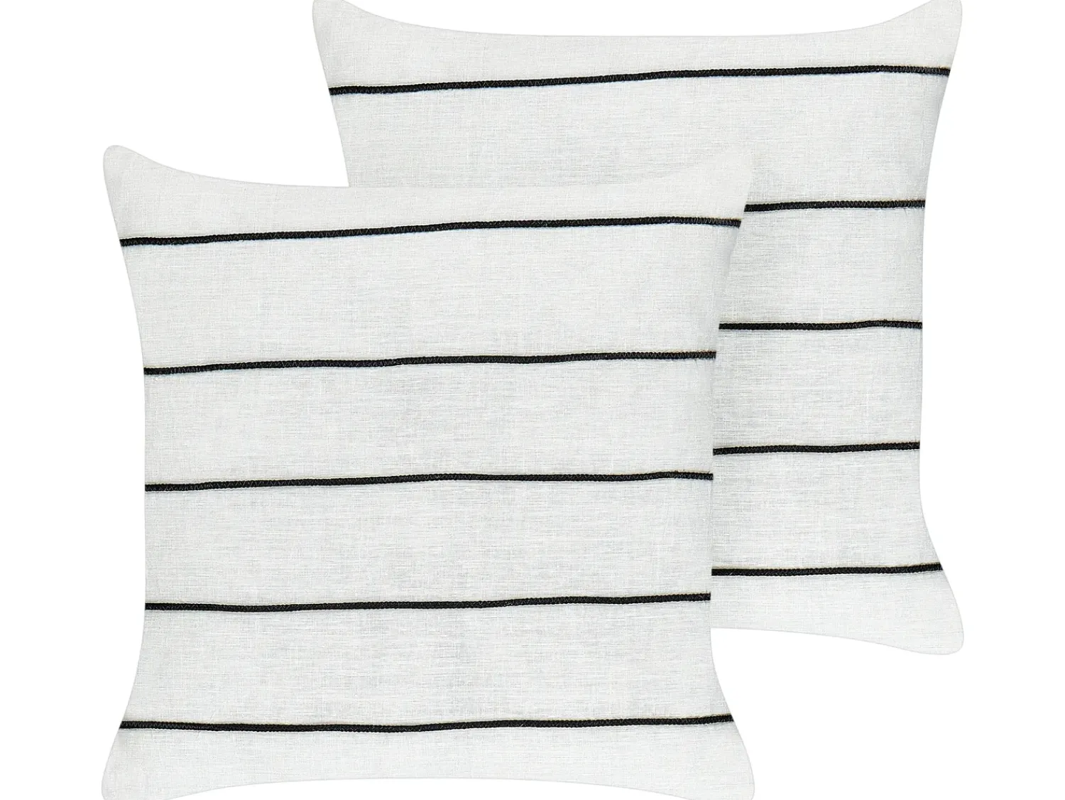 Discount Beliani Set di 2 cuscini MILAS Lino 50 x 50 cm Nero/Bianco A strisce Bianco Nero