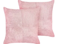 Discount Beliani Set di 2 cuscini MILLET Velluto a coste Trama geometrica Rosa