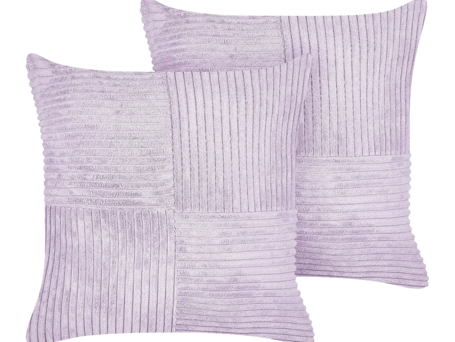 New Beliani Set di 2 cuscini MILLET Velluto a coste 43 x 43 cm Trama geometrica Viola