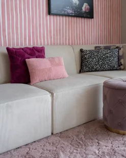 Clearance Beliani Set di 2 cuscini MILLET Velluto a coste Trama geometrica Rosa