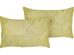Discount Beliani Set di 2 cuscini MILLET Velluto a coste oliva Trama geometrica Verde