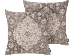 Best Beliani Set di 2 cuscini MIMISAL Cotone 45 x 45 cm Trama orientale Marrone