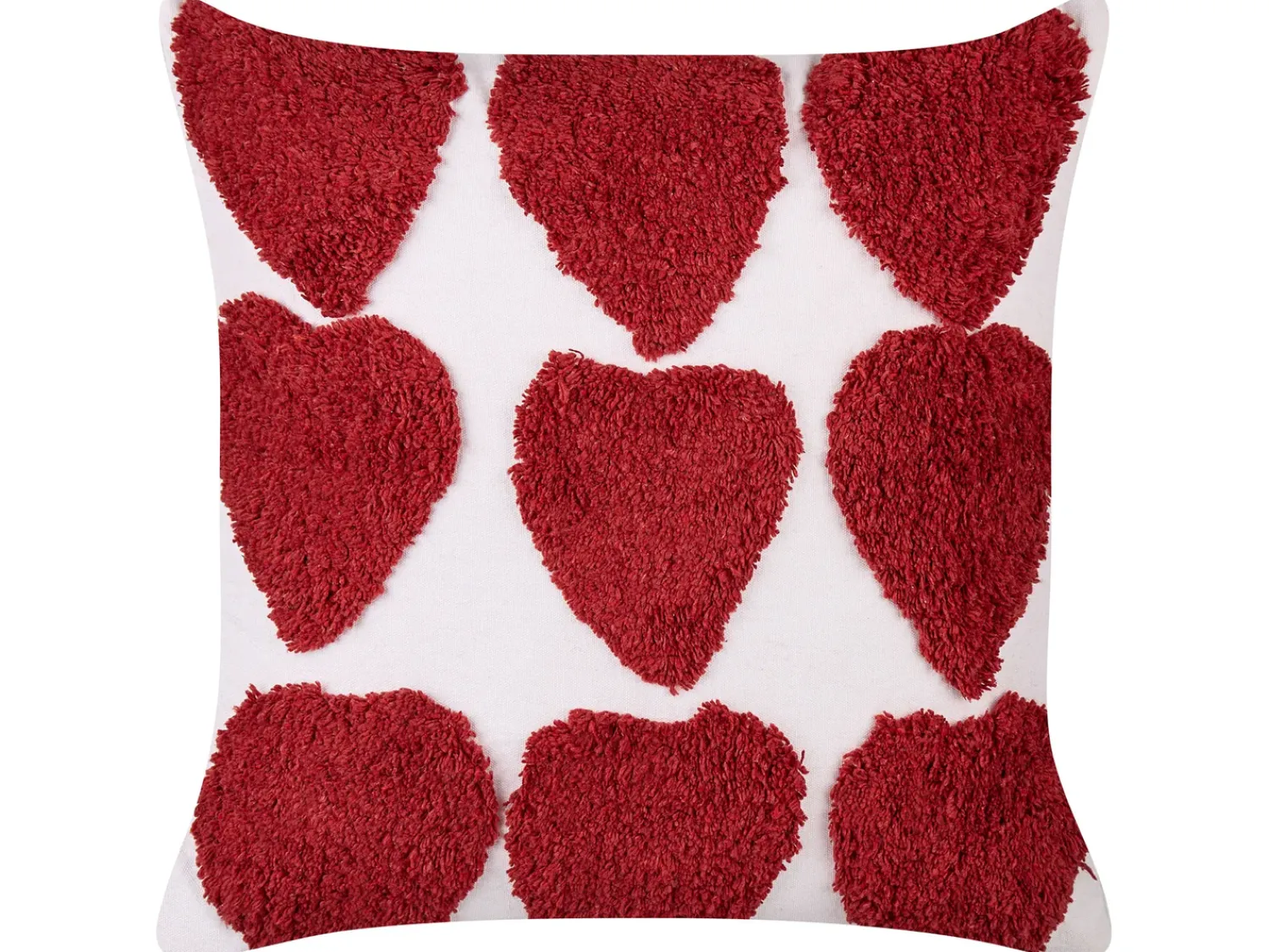 New Beliani Set di 2 cuscini MINGORA Cotone 45 x 45 cm Rosso Trama a cuore Bianco Rosso