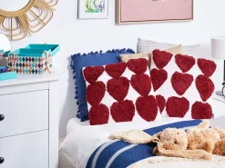 New Beliani Set di 2 cuscini MINGORA Cotone 45 x 45 cm Rosso Trama a cuore Bianco Rosso