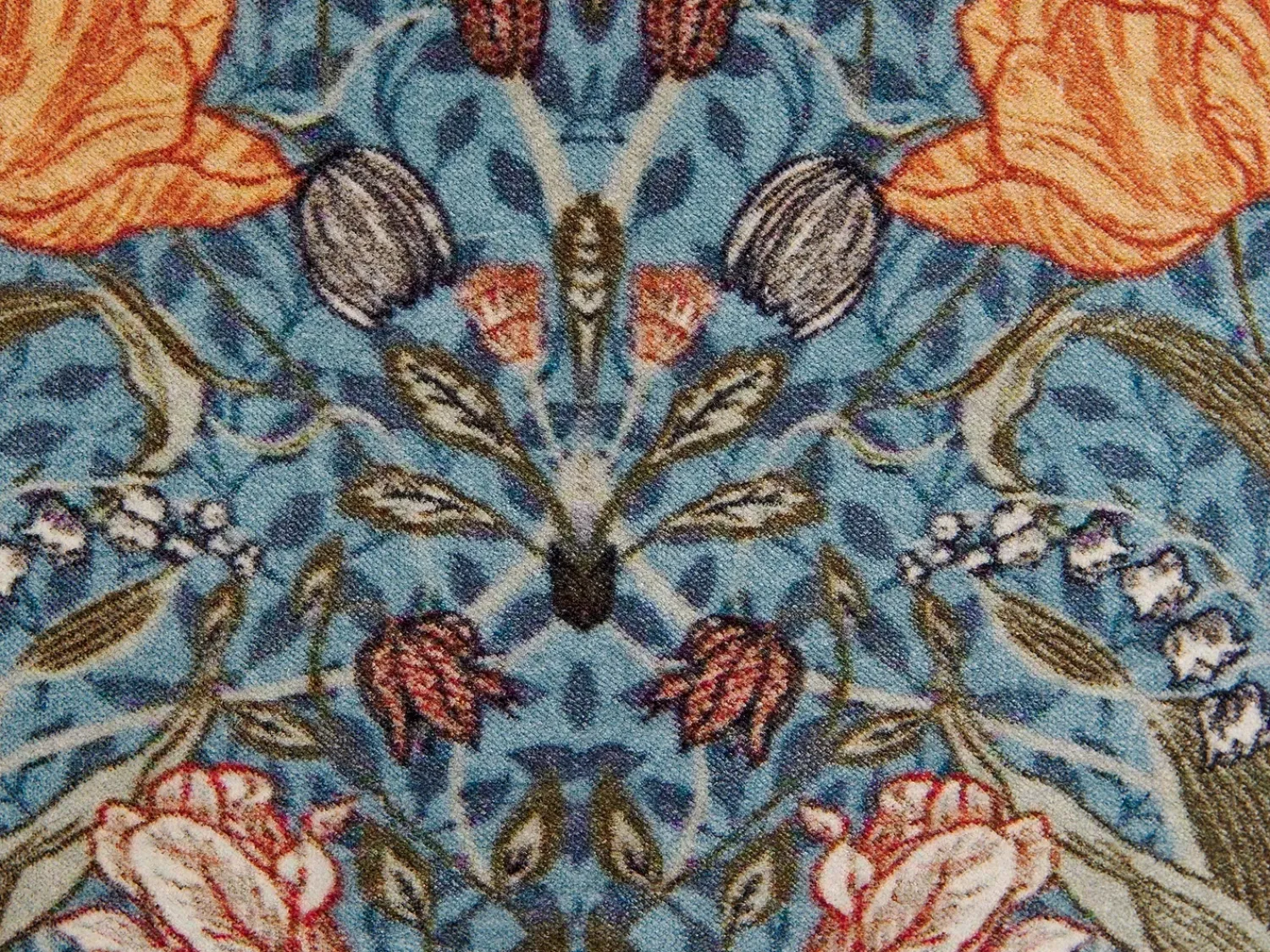 Hot Beliani Set di 2 cuscini MITELLA Velluto 45 x 45 cm Blu Trama floreale Arancione Blu