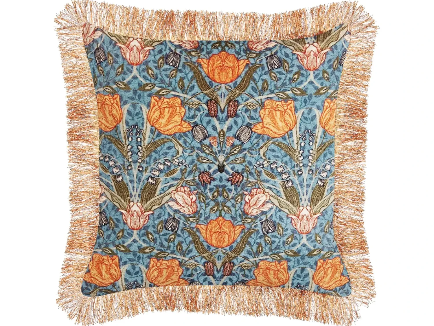 Hot Beliani Set di 2 cuscini MITELLA Velluto 45 x 45 cm Blu Trama floreale Arancione Blu