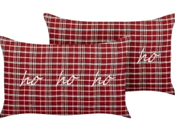 Best Beliani Set di 2 cuscini MOCHI 30 x 50 cm Rosso Modello natalizio Bianco Rosso Nero