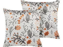 Best Beliani Set di 2 cuscini MONTBRETIA Velluto 45 x 45 cm Trama di piante Multicolore