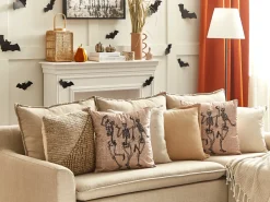 Best Beliani Set di 2 cuscini MORTESTI Velluto 45 x 45 cm Beige chiaro Trama astratta Beige Nero