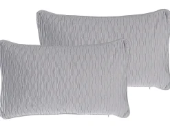 Online Beliani Set di 2 cuscini MOTARI Velluto 30 x 50 cm Trama geometrica Grigio