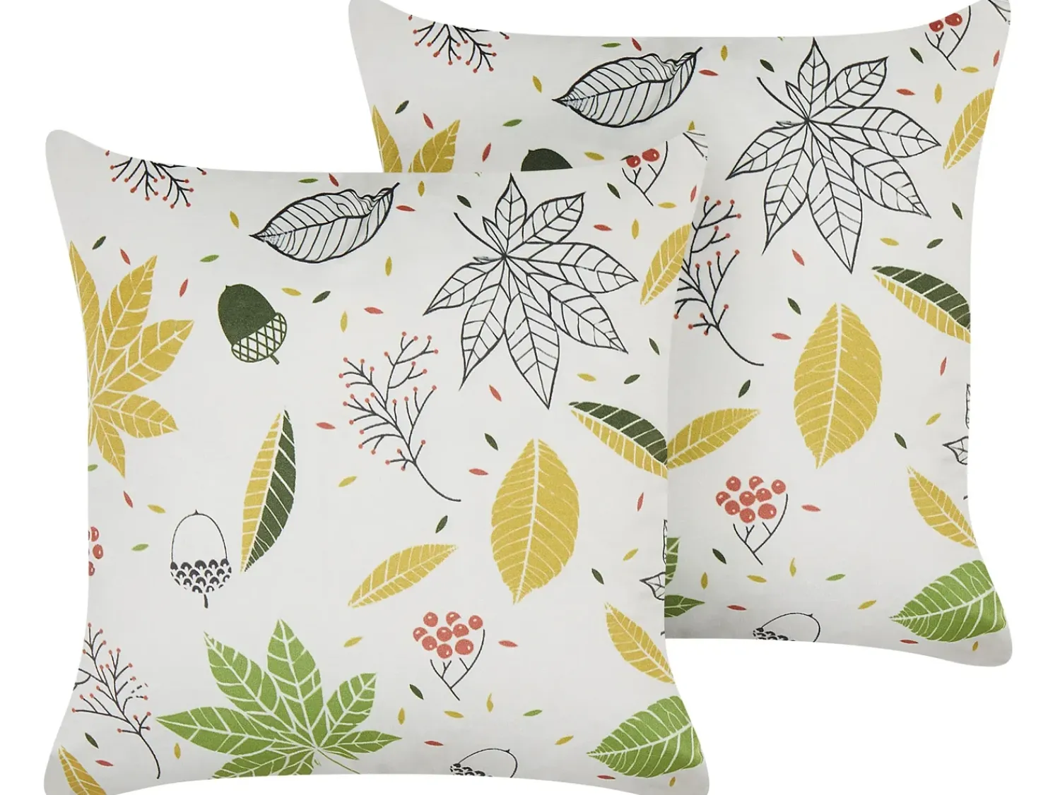 Online Beliani Set di 2 cuscini MULLEIN Velluto 45 x 45 cm Multicolore Trama di piante Giallo Nero Verde Multicolore