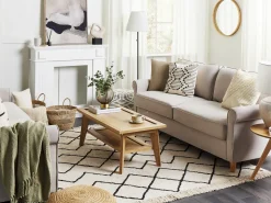 Online Beliani Set di 2 cuscini MYRTUS Cotone 45 x 45 cm Beige Trama geometrica Beige Nero
