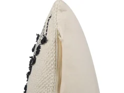Online Beliani Set di 2 cuscini MYRTUS Cotone 45 x 45 cm Beige Trama geometrica Beige Nero