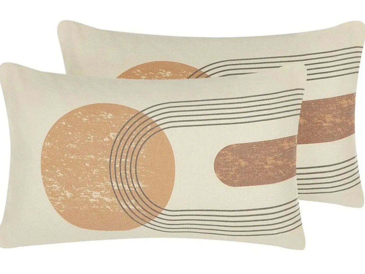 Clearance Beliani Set di 2 cuscini NASTURTIUM 30 x 50 cm Beige Trama geometrica Beige Grigio Marrone Multicolore