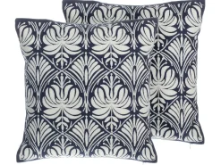 Beliani Set di 2 cuscini NEMESIA Cotone 45 x 45 cm Blu scuro Trama Ikat Bianco Blu