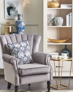 Beliani Set di 2 cuscini NEMESIA Cotone 45 x 45 cm Blu scuro Trama Ikat Bianco Blu