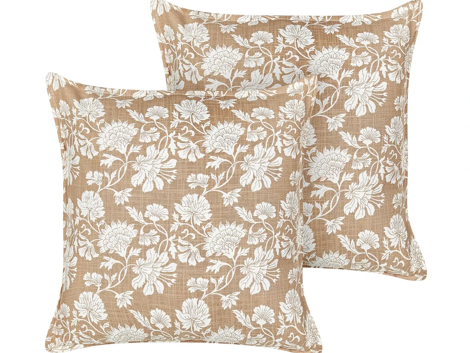 Best Beliani Set di 2 cuscini NOTELEA Cotone 45 x 45 cm Beige Trama floreale Beige Bianco