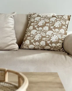Best Beliani Set di 2 cuscini NOTELEA Cotone 45 x 45 cm Beige Trama floreale Beige Bianco