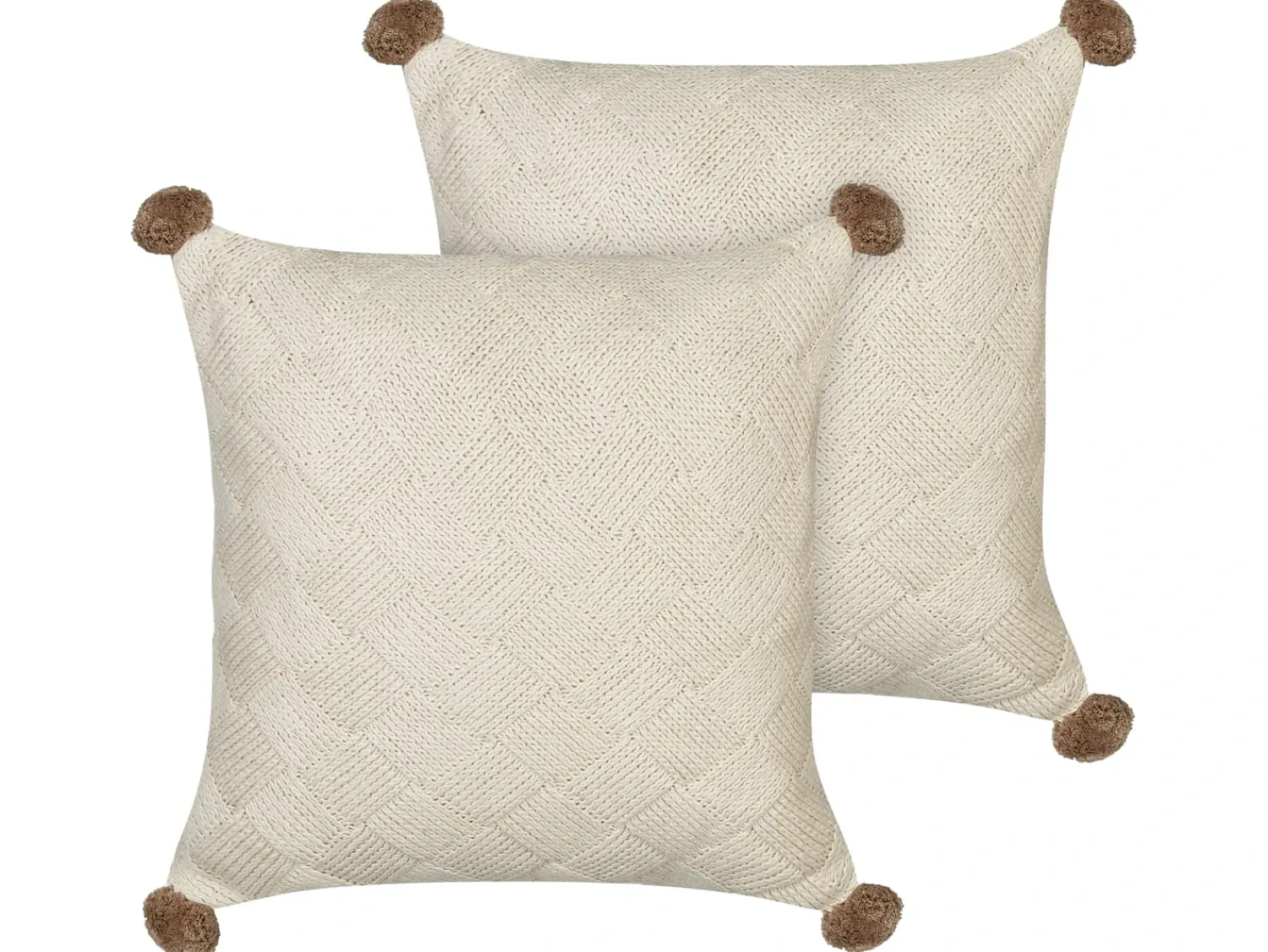 Beliani Set di 2 cuscini OBERONIA Cotone 45 x 45 cm Beige Tinta unita Beige Marrone