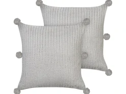 Best Beliani Set di 2 cuscini OCOTEA Cotone 45 x 45 cm Tinta unita Grigio
