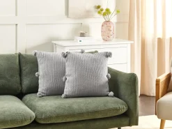 Best Beliani Set di 2 cuscini OCOTEA Cotone 45 x 45 cm Tinta unita Grigio